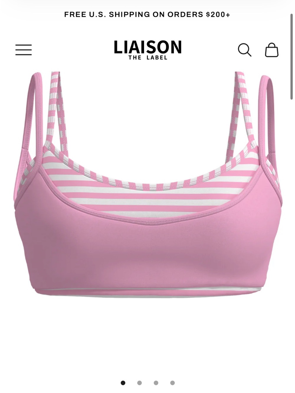 Liaison The Label Pink Striped layered scoop bra